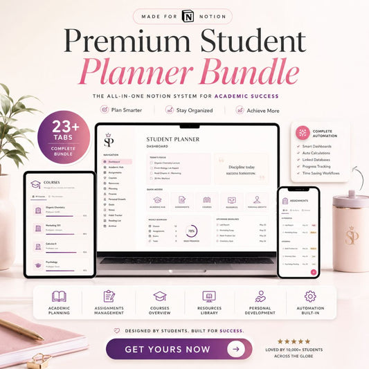 Pink Student Notion Planner | Aesthetic Academic Dashboard | Study Organizer