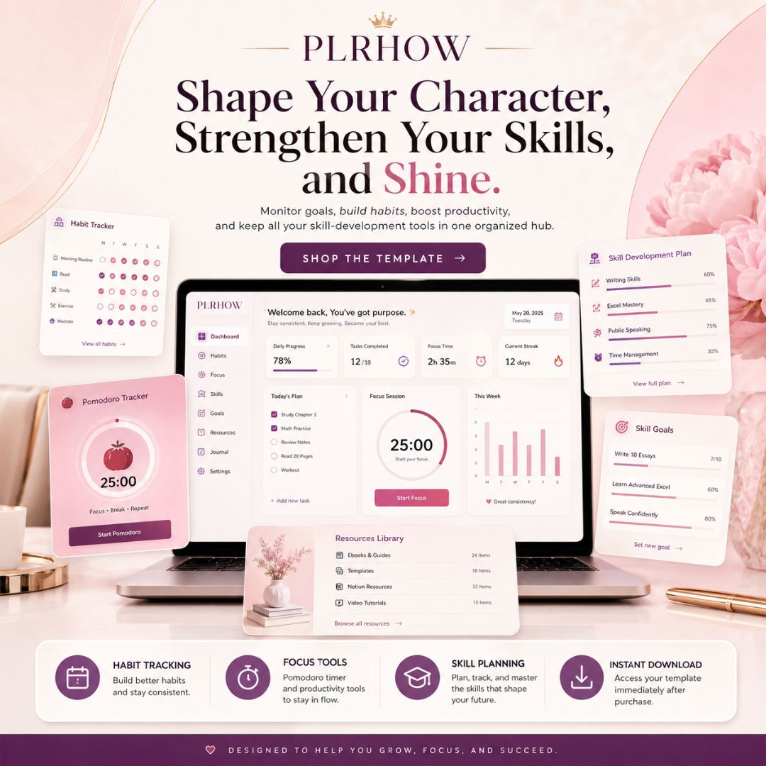Pink Student Notion Planner | Aesthetic Academic Dashboard | Study Organizer