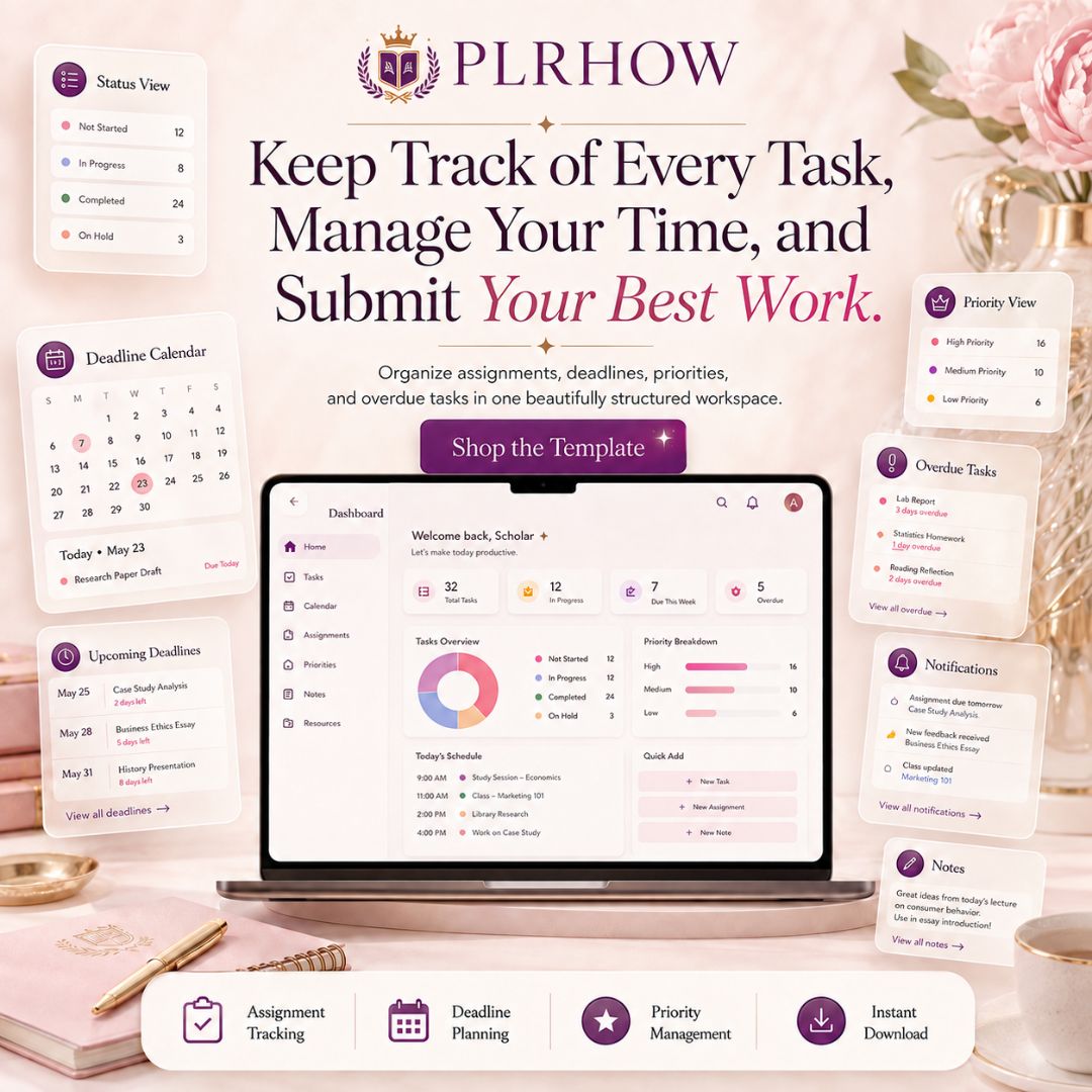 Pink Student Notion Planner | Aesthetic Academic Dashboard | Study Organizer