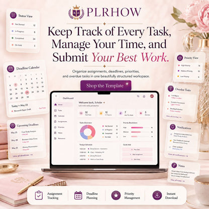 Pink Student Notion Planner | Aesthetic Academic Dashboard | Study Organizer