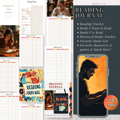 Reading Journal with PLR  & MRR Rights (Printable & Editable Formats)