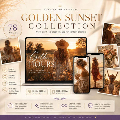 Golden Sunset Stock Photos | 78 Warm Aesthetic Images | PLR & MRR