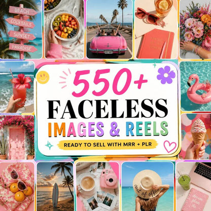 550 Pink Aesthetic Faceless Content With Resell Rights