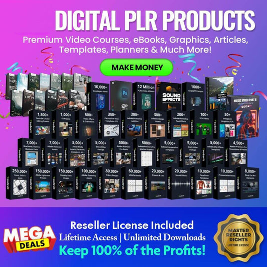 300k PLR Digital Products W/ Resell Rights - Mega Bundle (E-Books, Courses & Templates, Planners, & More!)