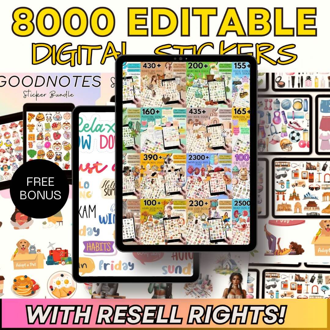15000 Pages Planners & 8000 Digital Stickers with Resell Rights, Including Journals, Trackers, & More! | Huge Template Library (Free Website's & Funnels Included)