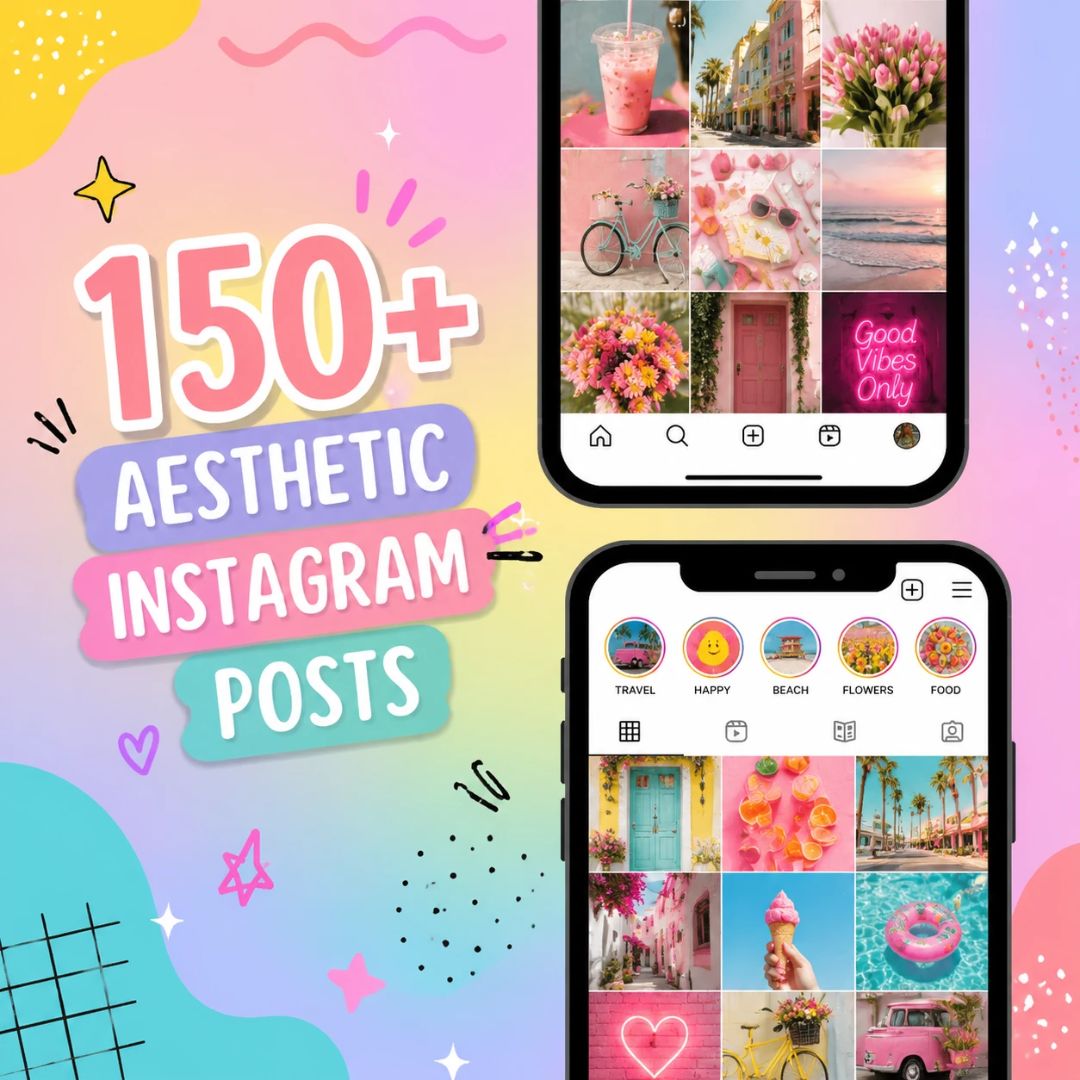 550 Pink Aesthetic Faceless Content With Resell Rights