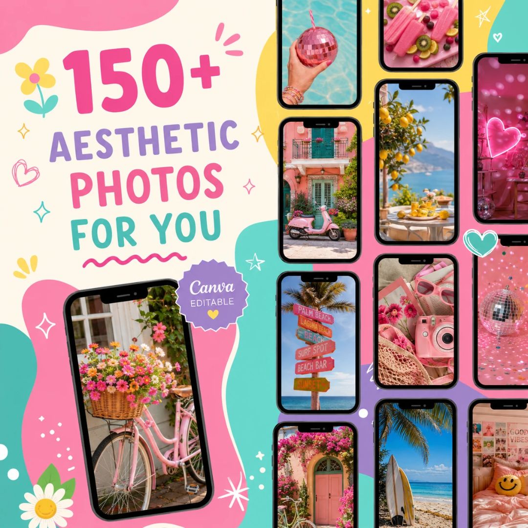 550 Pink Aesthetic Faceless Content With Resell Rights