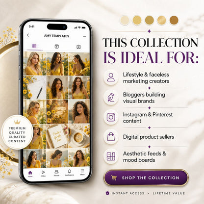 79 Yellow Aesthetic Images for Content Creation -PLR & MRR