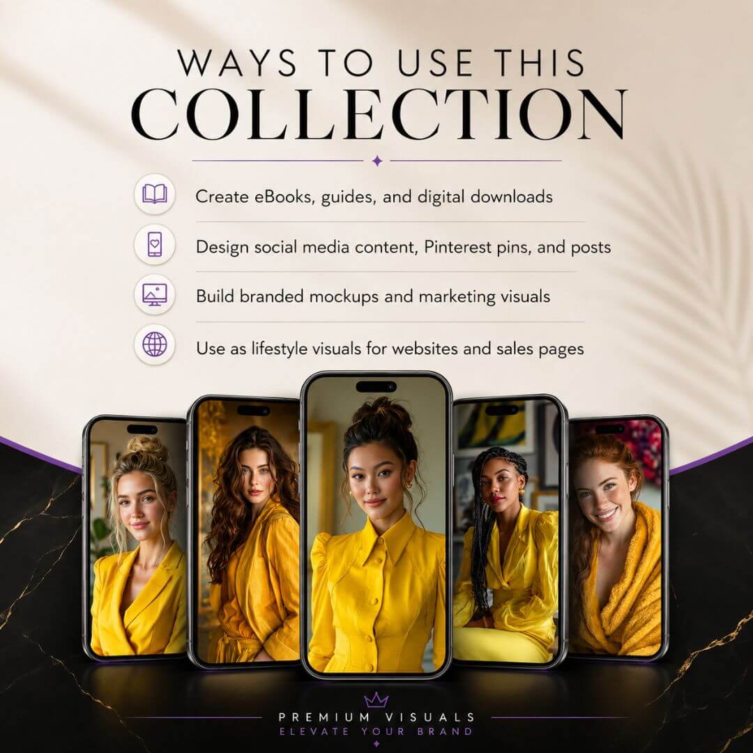 79 Yellow Aesthetic Images for Content Creation -PLR & MRR