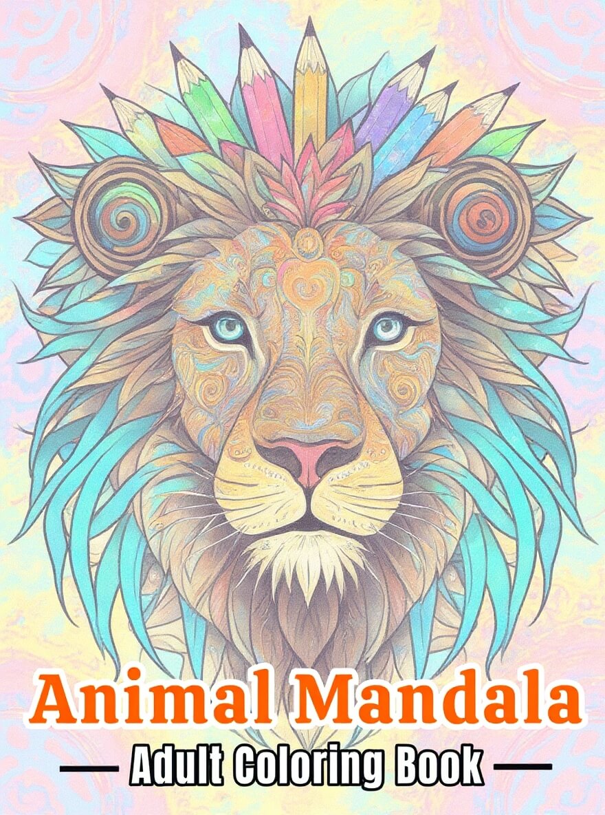🐾 50 Fun Relaxing Coloring Animals Mandala with Resell Rights (with Resell Rights)