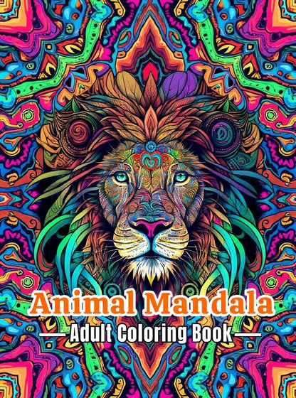 🐾 50 Fun Relaxing Coloring Animals Mandala with Resell Rights (with Resell Rights)