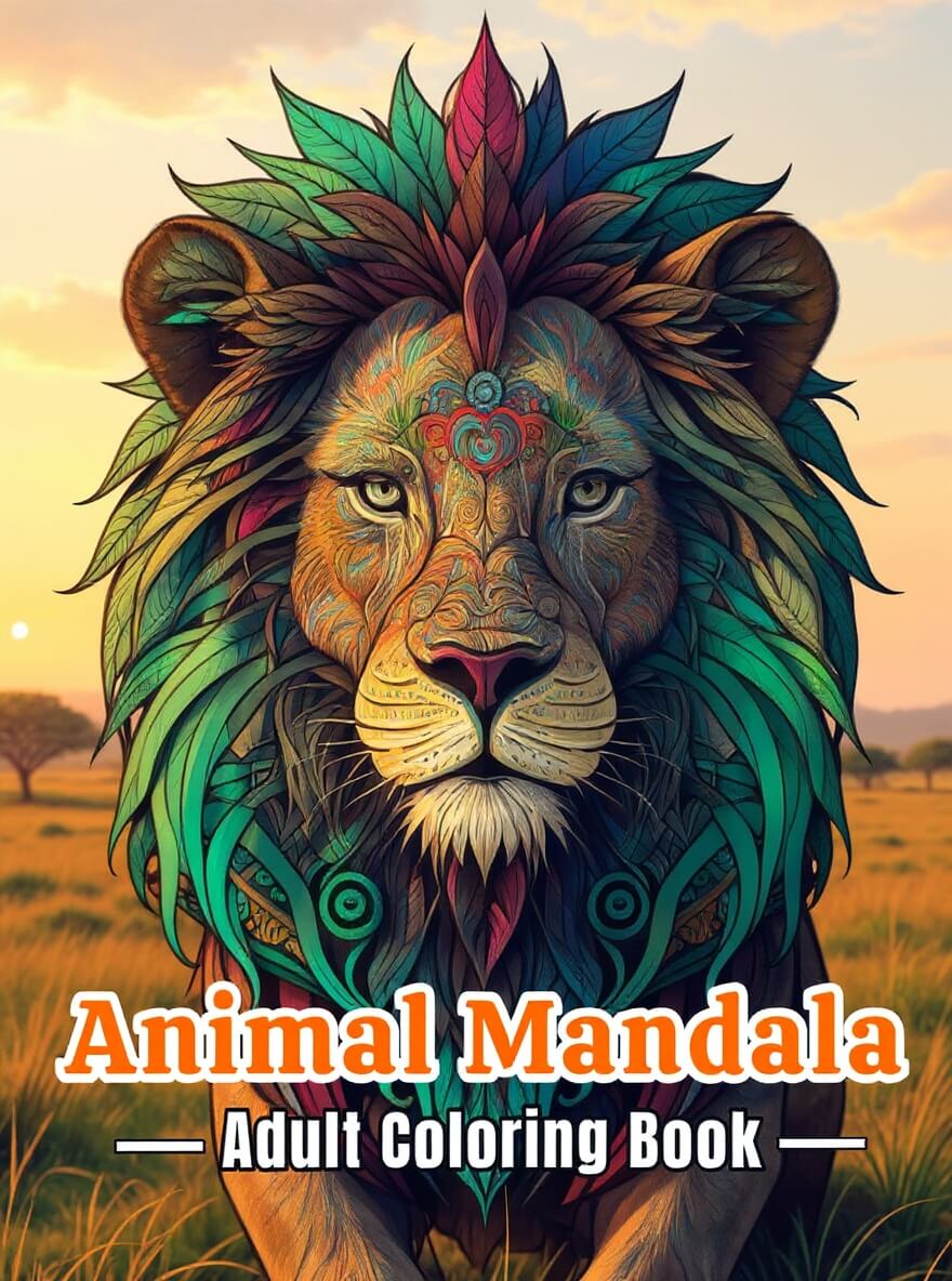 🐾 50 Fun Relaxing Coloring Animals Mandala with Resell Rights (with Resell Rights)