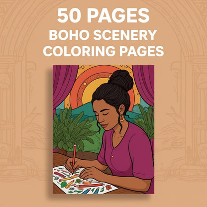 50 Soft Aesthetic Boho Vibes Coloring Book – for Mindful Creativity