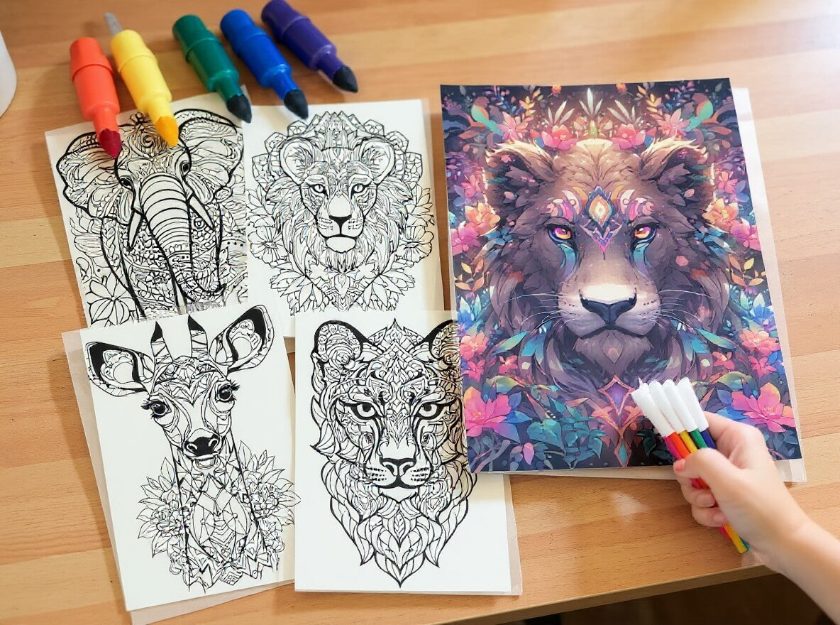 🐾 50 Fun Relaxing Coloring Animals Mandala with Resell Rights (with Resell Rights)