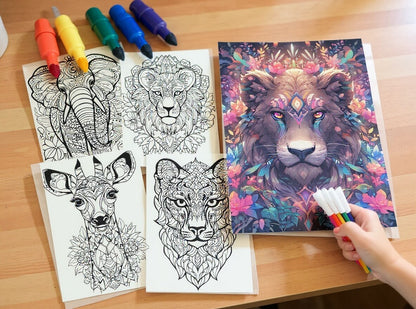 🐾 50 Fun Relaxing Coloring Animals Mandala with Resell Rights (with Resell Rights)