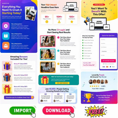 8 Premium One-Click Import Readymade Websites/Funnels