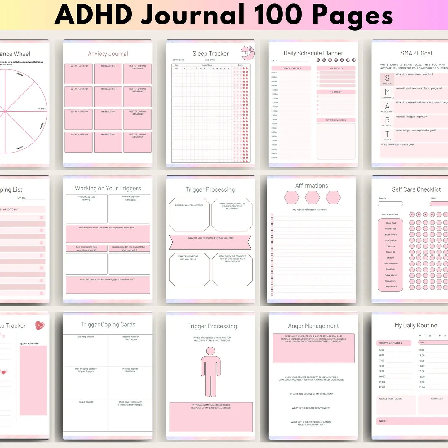 All in One ADHD Digital Planner for Goodnotes, iPad & Phone + Bonus ADHD Notion Template