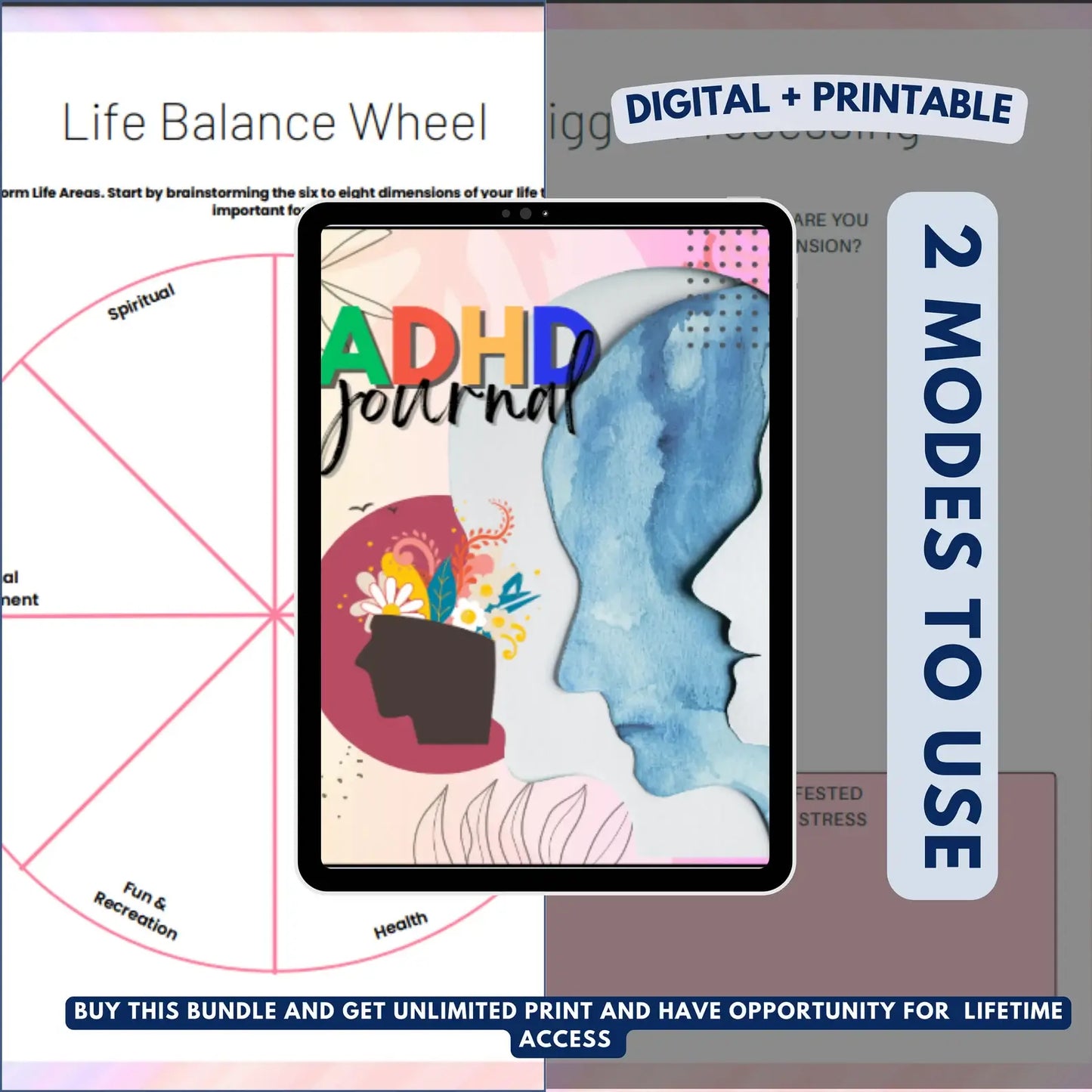 All in One ADHD Digital Planner for Goodnotes, iPad & Phone + Bonus ADHD Notion Template