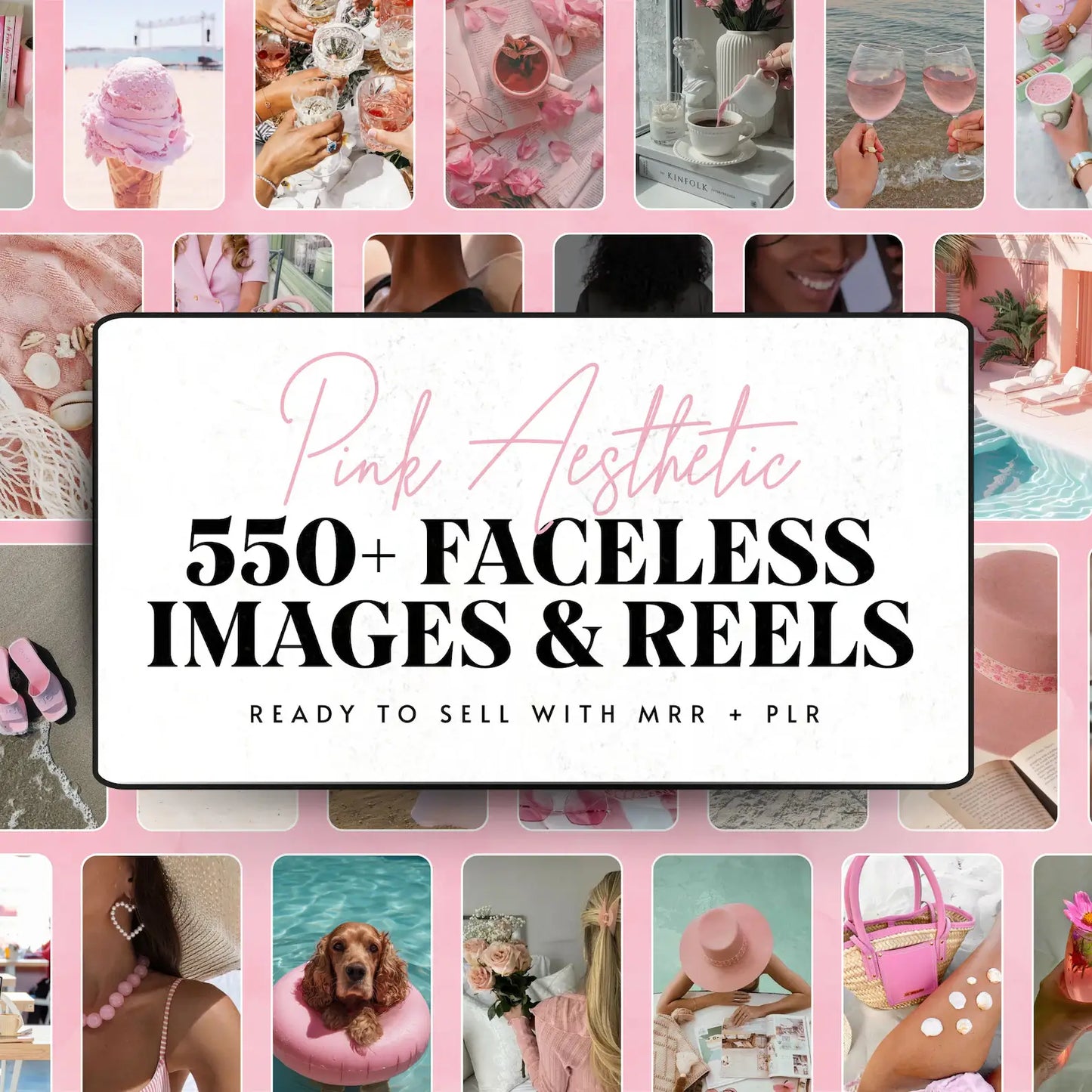 550 Pink Aesthetic Faceless Content (with Master Resell Rights)