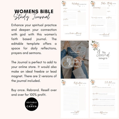 Editable Women's Faith-Based Journal | Devotional Journal & Bible Study Guide |  WITH RESELL RIGHTS (2024)