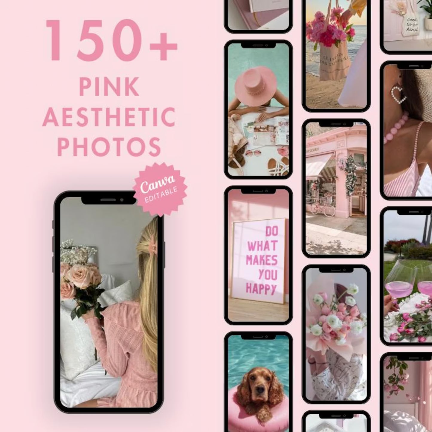 550 Pink Aesthetic Faceless Content W/ Master Resell Rights