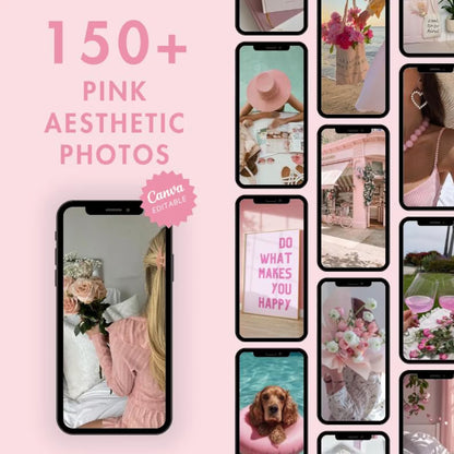 550 Pink Aesthetic Faceless Content W/ Master Resell Rights