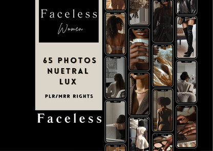 65+ Melanin Faceless Photos for Black Women | PLR + MRR Bundle