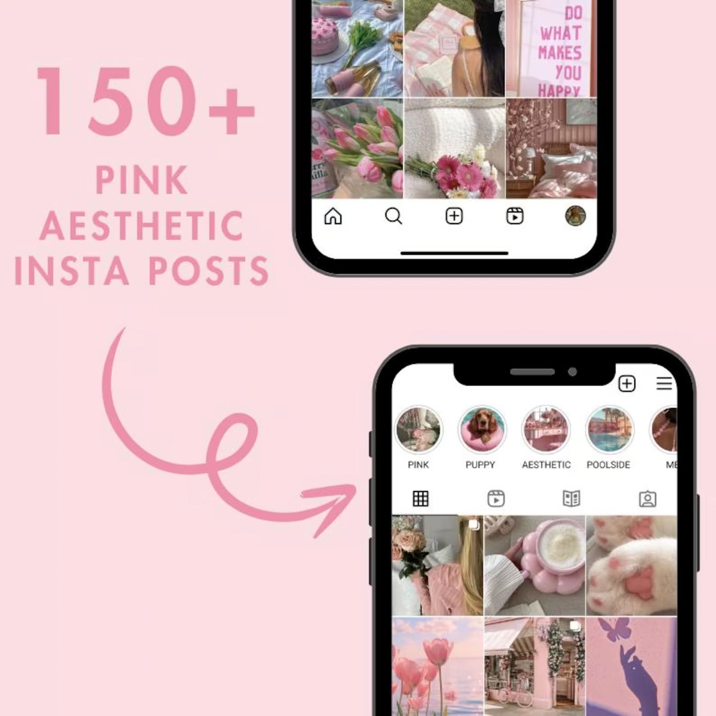550 Pink Aesthetic Faceless Content W/ Master Resell Rights