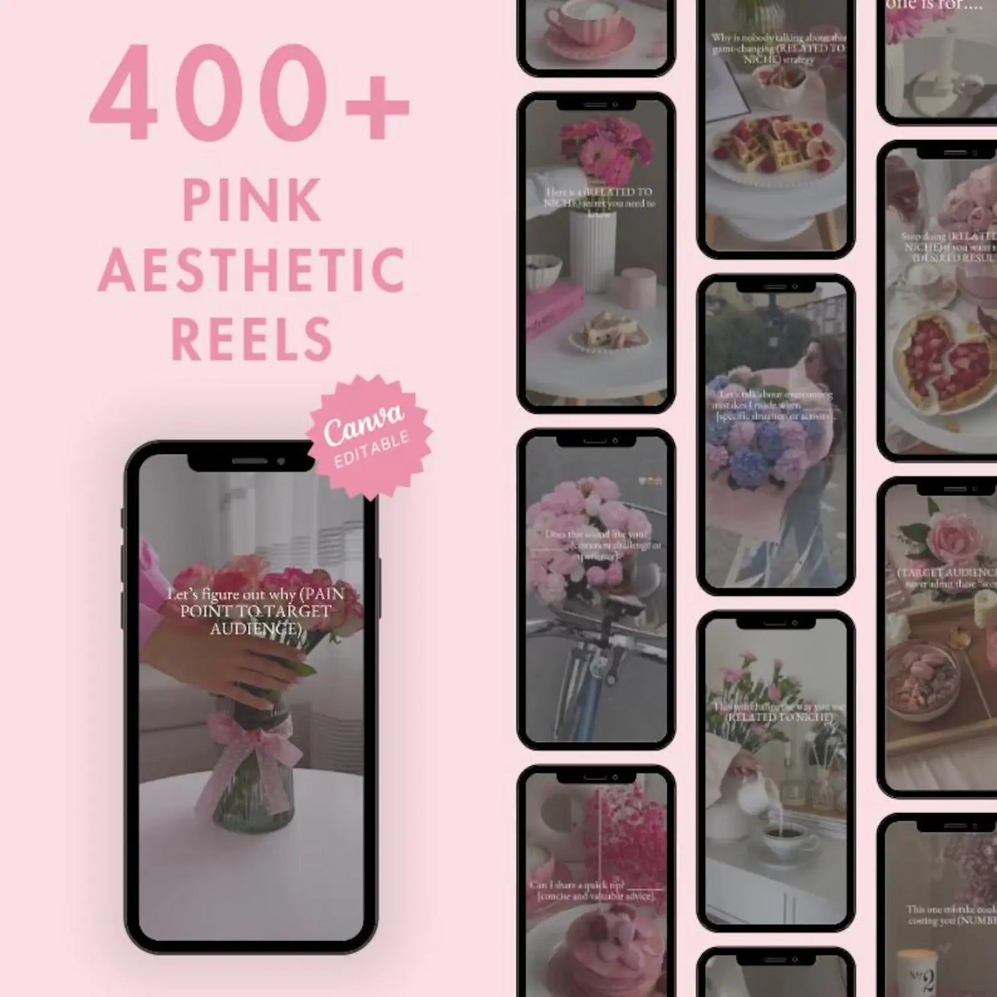 550 Pink Aesthetic Faceless Content W/ Master Resell Rights