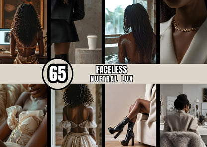 65+ Melanin Faceless Photos for Black Women | PLR + MRR Bundle