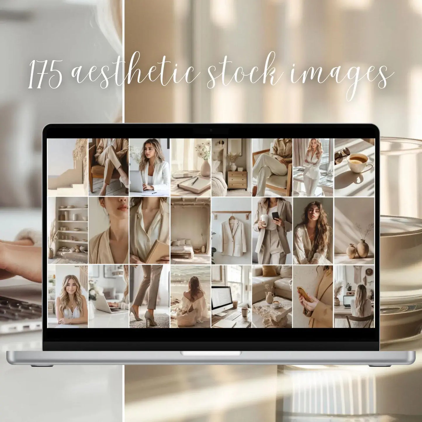 175+ Neutral Faceless Stock Photos for Social Media | Boho Lifestyle & Girl Boss Image Bundle | PLR & MRR Rights