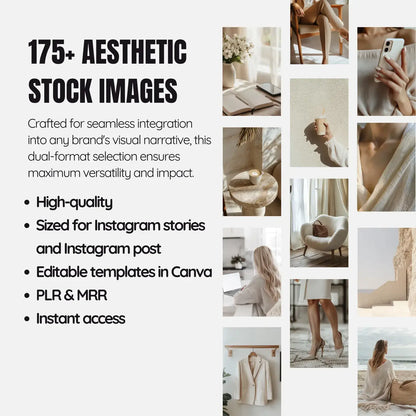 175+ Neutral Faceless Stock Photos for Social Media | Boho Lifestyle & Girl Boss Image Bundle | PLR & MRR Rights