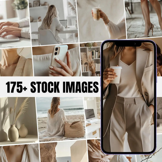 175+ Neutral Faceless Stock Photos for Social Media | Boho Lifestyle & Girl Boss Image Bundle | PLR & MRR Rights