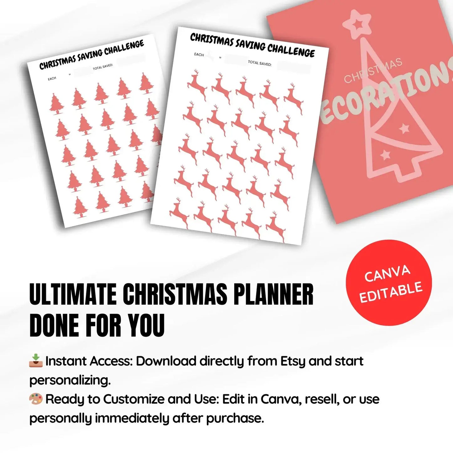 Ultimate PLR Christmas Planner | Editable & Printable | Includes That Girl Clipart | Works with GoodNotes & All Devices | Resell Rights Included