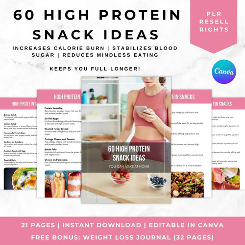 60 High Protein Recipe Book with Resell Rights | Printable & Editable