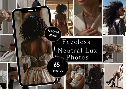 65+ Melanin Faceless Photos for Black Women | PLR + MRR Bundle