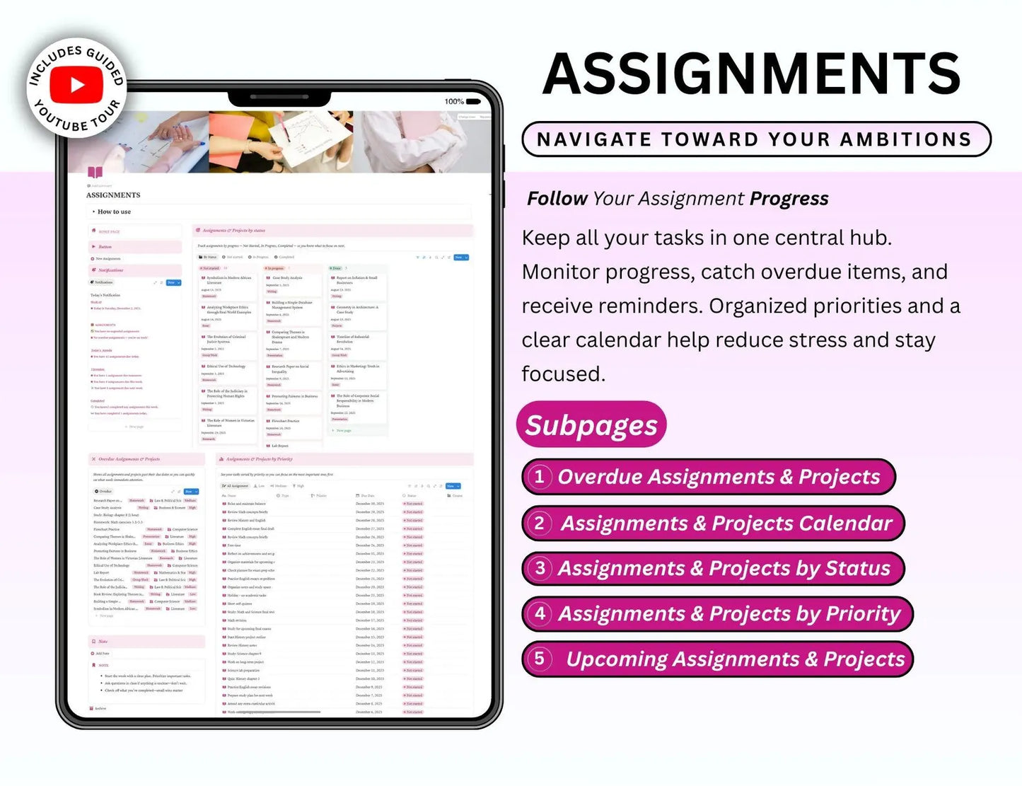 Beautiful Pink Student Planner with Resell Rights