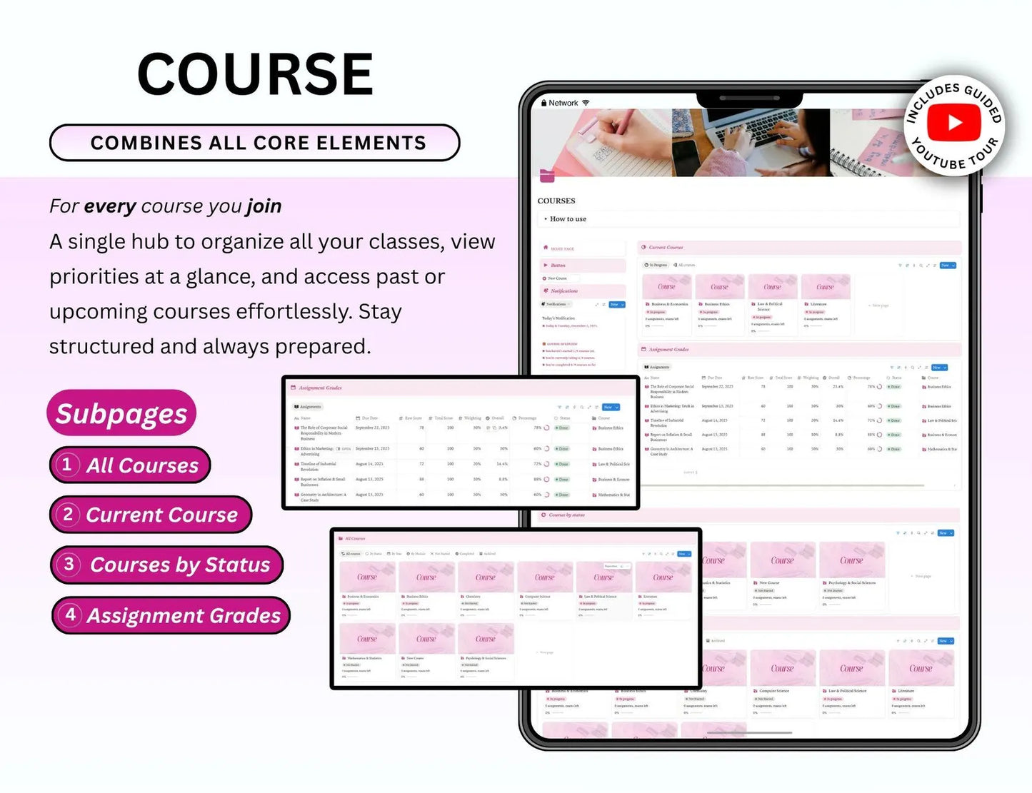 Beautiful Pink Student Planner with Resell Rights