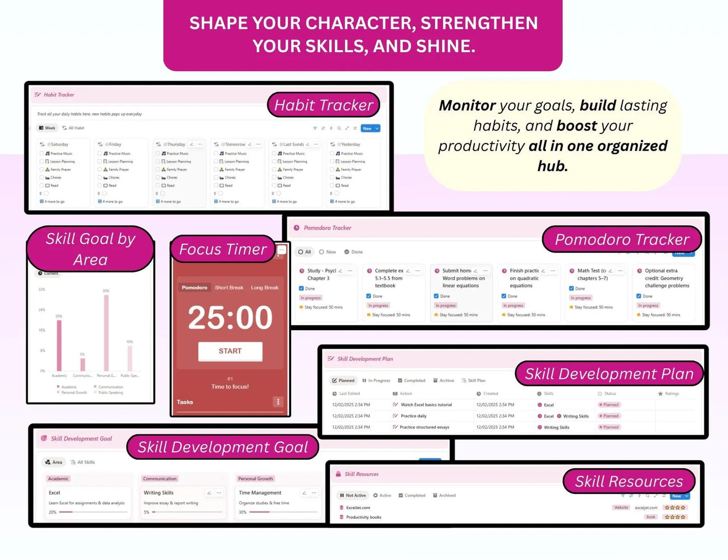 Beautiful Pink Student Planner with Resell Rights
