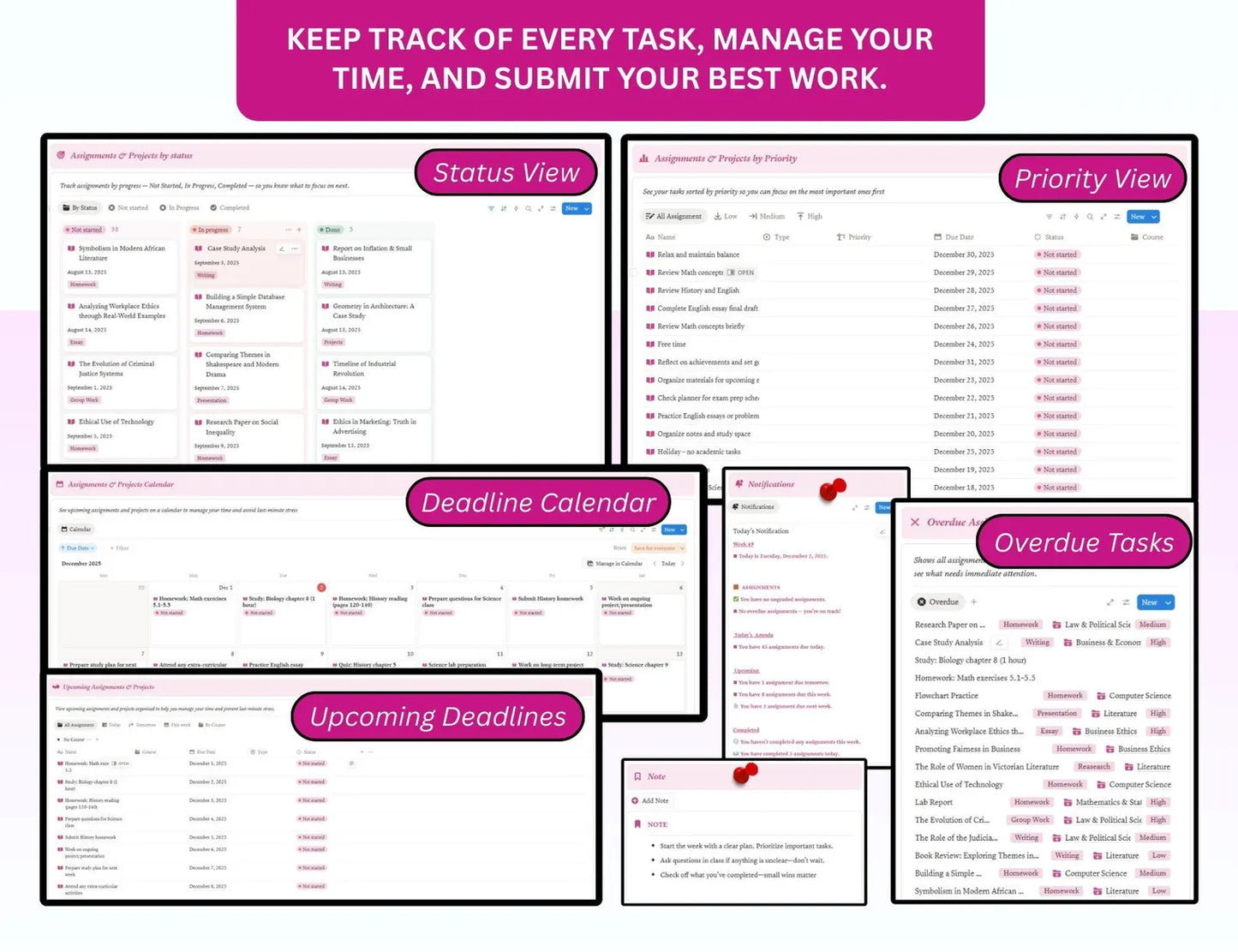 Beautiful Pink Student Planner with Resell Rights