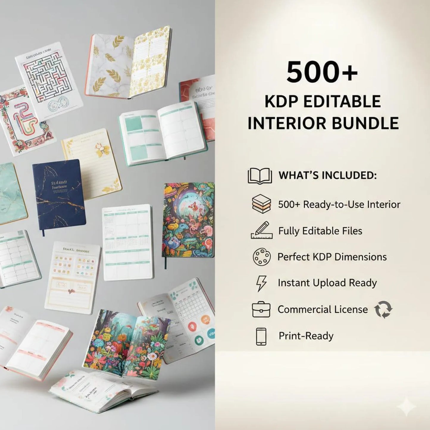 500+ Mega Interior Content| 30,000 Pages KDP Content | Planners, Journals, Trackers & Logbooks