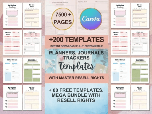 7500+ Pages PLR Planners, Journals, Trackers, Printable | With Master Resell Rights | Private Label Rights (NEW - 2024)