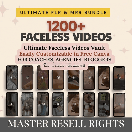 1200+ Faceless Marketing Videos | Master Resell Rights | MRR Faceless Instagram Reels |  PLR Digital Products & Faceless Marketing Guide