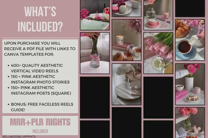 550 Pink Aesthetic Faceless Content (with Master Resell Rights)