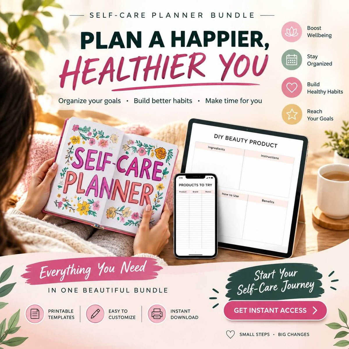 SELF-CARE PLR BUNDLE (2 FORMATS: EDITABLE & PRINTABLE)