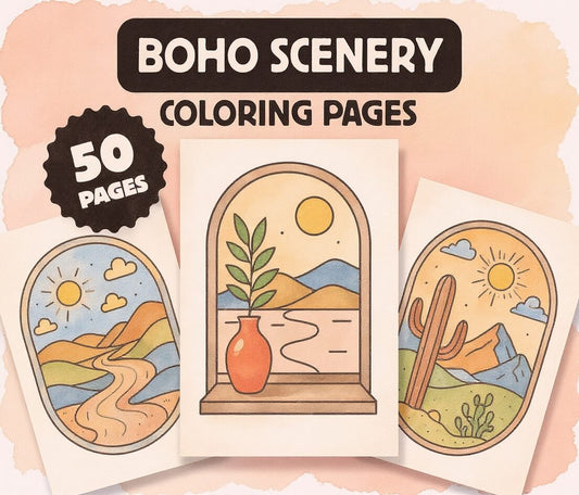 50 Soft Aesthetic Boho Vibes Coloring Book – for Mindful Creativity